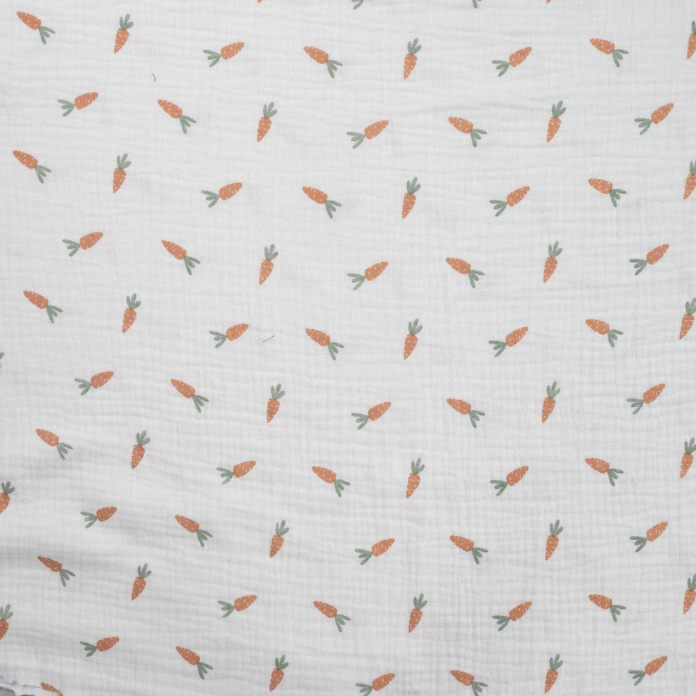 Witte mousseline met wortels voor bijvoorbeeld babykleding.