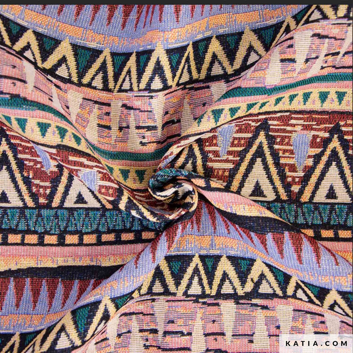 Jacquard stof met geometrische vormen print in multicolor, voor het maken van kussens, tassen of een gilet.