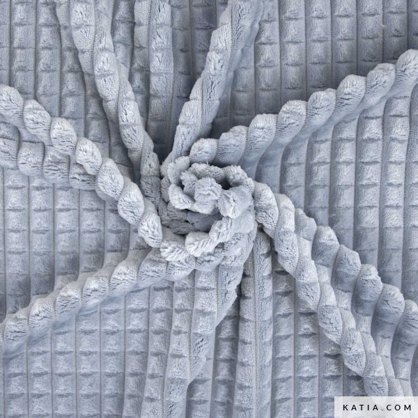 Wafel minky fleece stof in blauw met wafelstructuur